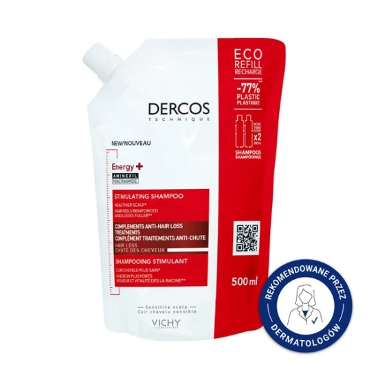 VICHY DERCOS ENERGY+ STIMULATING SHAMPOO REFILL – SZAMPON STYMULUJĄCY 500 ML
