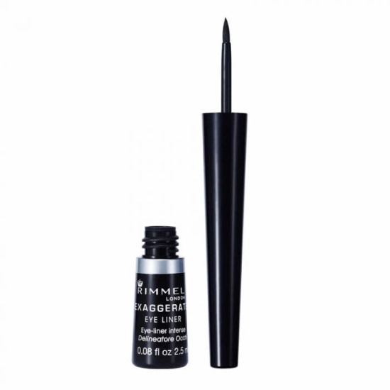 RIMMEL LONDON EXAGGERATE 001 BLACK - WODOODPORNY EYELINER W PŁYNIE 2,5 ML