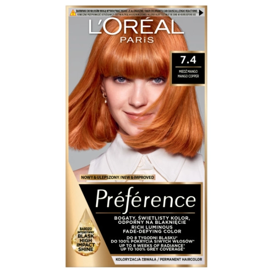 L’Oréal Paris Preference Farba do włosów 7.4 – Miedź Mango 1 op..