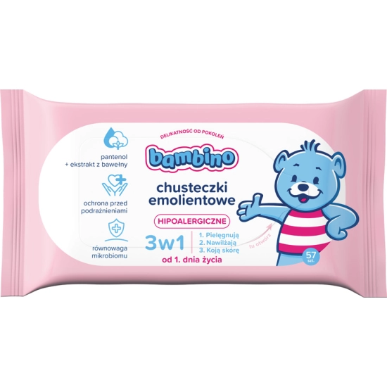 Bambino Chusteczki emolientowe 3w1 hipoalergiczne 1 x 57 szt.