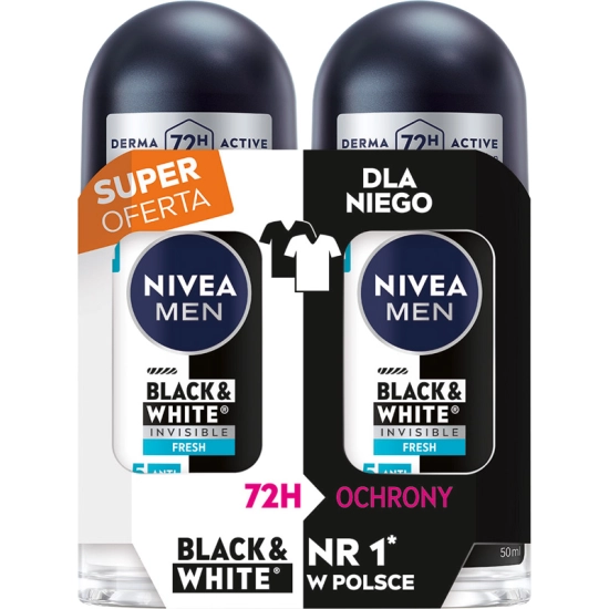 Nivea Men Black & White Invisible Fresh – antyperspirant w kulce 2 × 50 ml