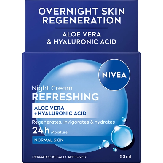 Nivea Krem nawilżający 24h nawilżenia + regeneracja na noc cera normalna i mieszana 50 ml