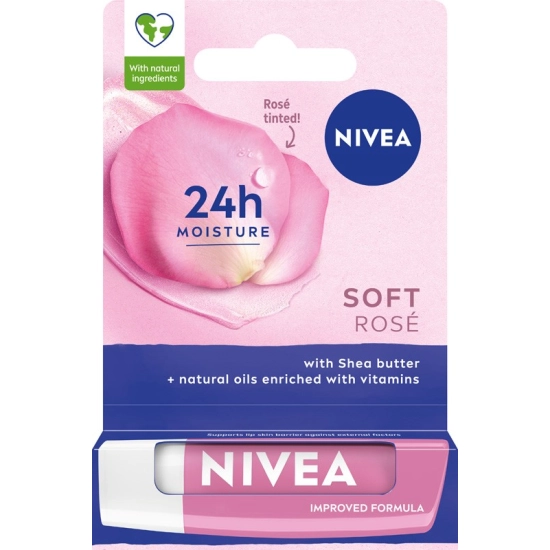 Nivea Lip Care Soft Rose – pielęgnująca pomadka do ust 4,8 g
