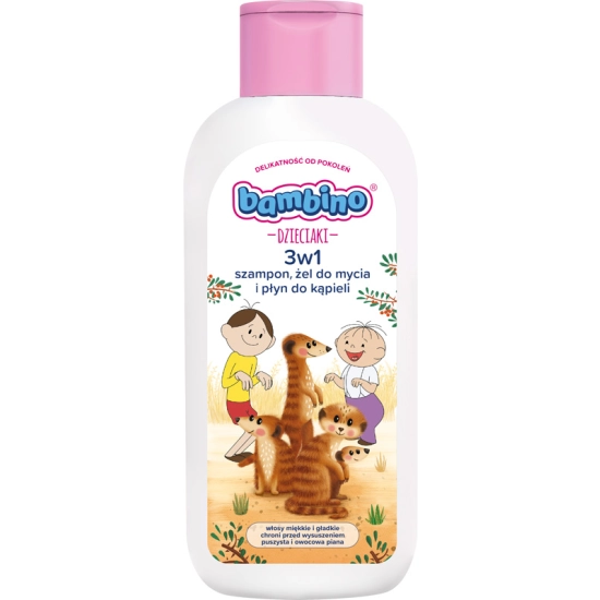 Bambino Dzieciaki Surykatki 3w1 – szampon, żel do mycia i płyn do kąpieli 400 ml