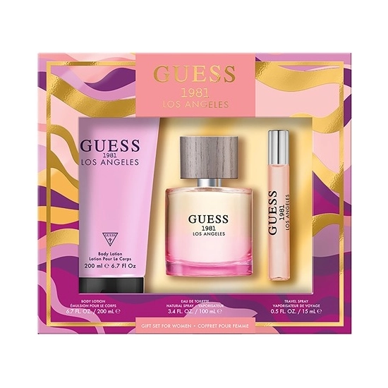 Guess 1981 Los Angeles – zestaw: woda toaletowa EDT 100 ml + woda toaletowa EDT 15 ml + balsam do ciała 200 ml dla kobiet