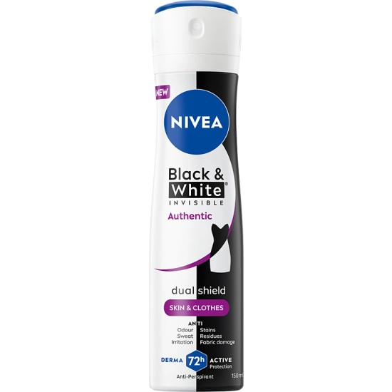 Nivea Black&White Invisible Authentic Antyperspirant w spray 150 ml