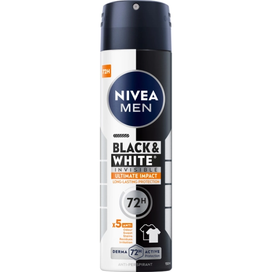 Nivea Men Black & White Invisible Ultimate Impact – antyperspirant w sprayu 150 ml