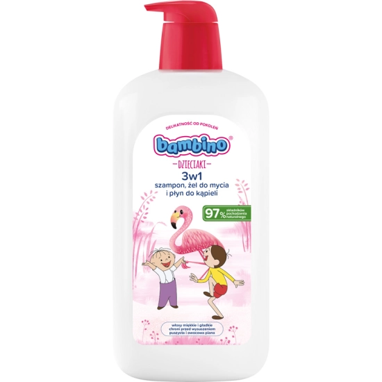 Bambino Dzieciaki Flaming – szampon, żel do mycia i płyn do kąpieli 3 w 1 1000 ml