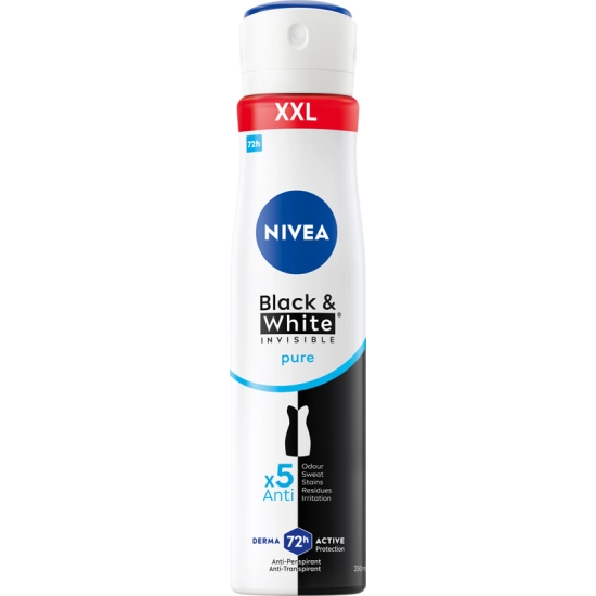 Nivea Black & White Invisible Pure – antyperspirant damski w sprayu 250 ml