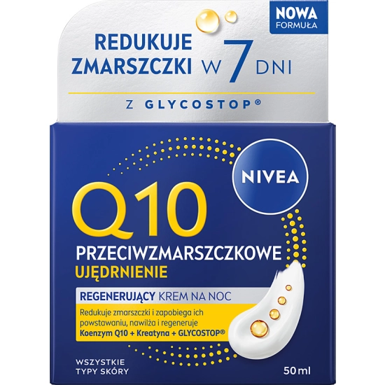 Nivea Q10 Przeciwzmarszczkowe Ujędrnienie Regenerujący krem na noc – wszystkie typy skóry 50 ml