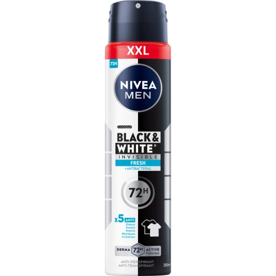 Nivea Men Antyperspirant w sprayu Black & White Invisible Fresh, 250 ml