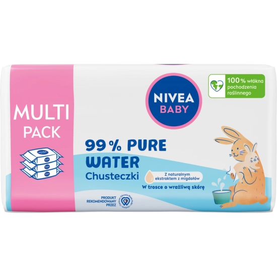 Nivea Baby Pure Water – biodegradowalne chusteczki 3 × 57 szt.