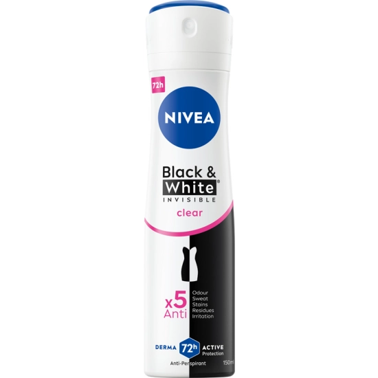 Nivea Antyperspirant w sprayu dla kobiet Black & White Invisible Clear, 150 ml