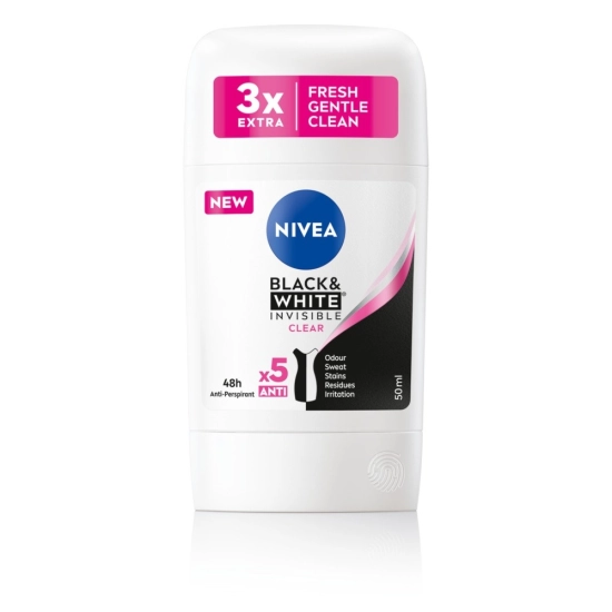 Nivea Antyperspirant w sztyfcie dla kobiet Black & White Invisible Clear, 50 ml