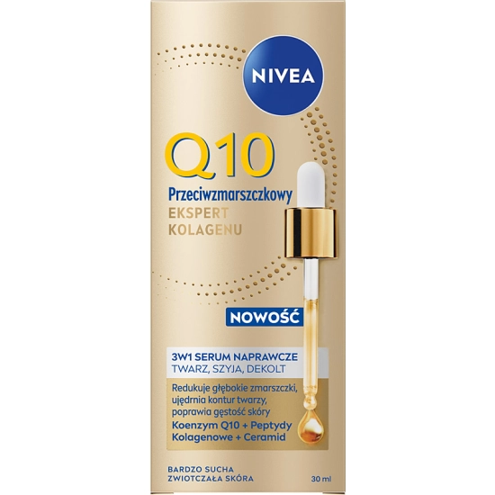 NIVEA Q10 Przeciwzmarszczkowy Ekspert Kolagenu Serum naprawcze do twarzy szyi dekoltu 30 ml
