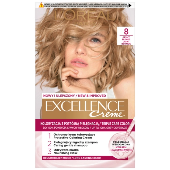 L’Oréal Paris Excellence Creme Farba do włosów 8 Jasny Blond
