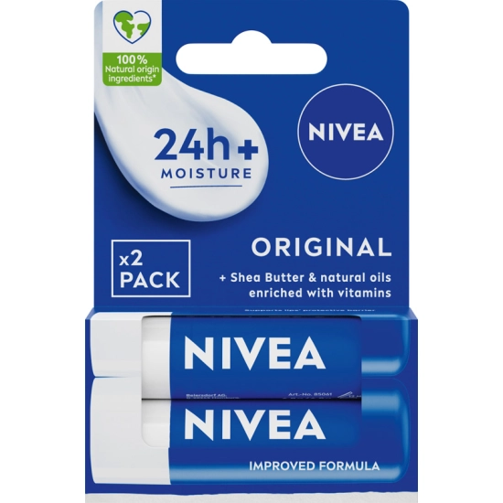 Nivea Lip Care Original Duo – ochronna pomadka do ust 2 × 4,8 g