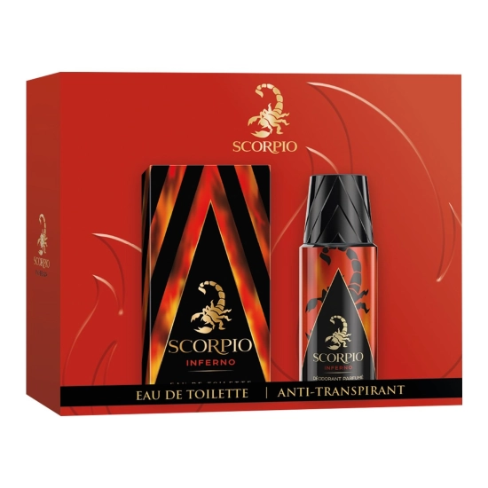 Scorpio Inferno – zestaw dla mężczyzn: woda toaletowa EDT 75 ml + dezodorant w sprayu 150 ml