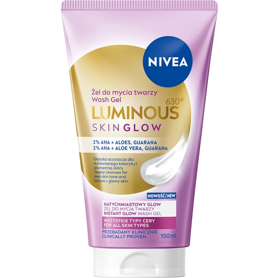 Nivea Luminous Skin Glow Żel do mycia twarzy z aloesem i guaraną 150 ml