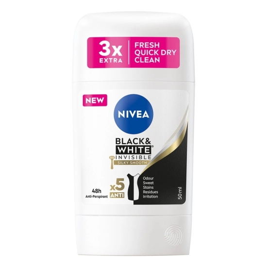 Nivea Black & White Invisible Silky Smooth – antyperspirant damski w sztyfcie 50 ml