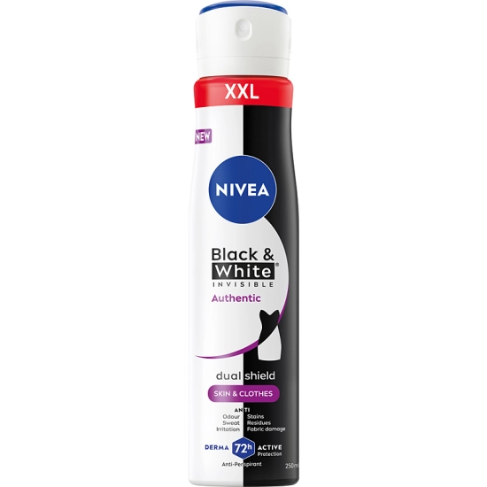 Nivea Black&White Invisible Authentic Antyperspirant w spray 250 ml
