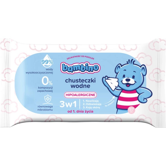Bambino Chusteczki wodne 3w1 hipoalergiczne 1 x 57 szt.
