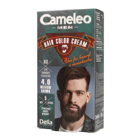 Delia Cosmetics Cameleo Men Krem koloryzujący do włosów,brody i wąsów nr 4.0 medium brown  1op.