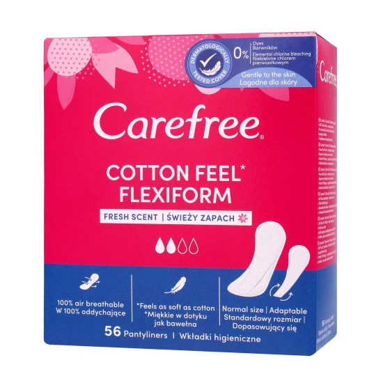 Carefree Cotton Flexiform Wkładki higieniczne Fresh Scent - świeży zapach 1op.-56szt