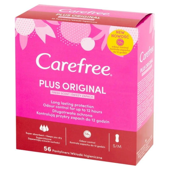Wkładki higieniczne Carefree Plus Fresh - długotrwała świeżość 56szt