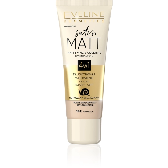 Eveline Satin Matt Podkład matujący 4w1 nr 102 Vanilla 30ml