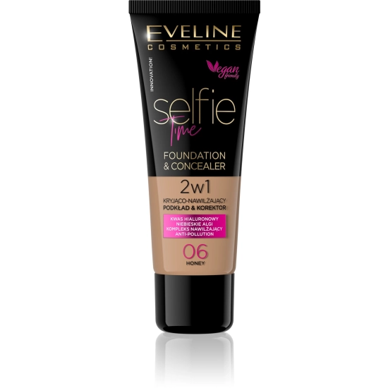 Eveline Selfie Time Podkład 2w1 kryjąco-nawilżający nr 06 Honey 30ml