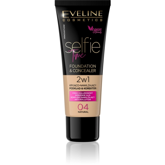 Eveline Selfie Time Podkład 2w1 kryjąco-nawilżający nr 04 Natural 30ml