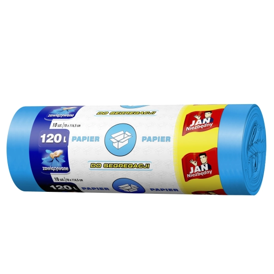 Sarantis Jan Niezbędny Worki do segregacji śmieci niebieskie - papier 120L  1op.-10szt