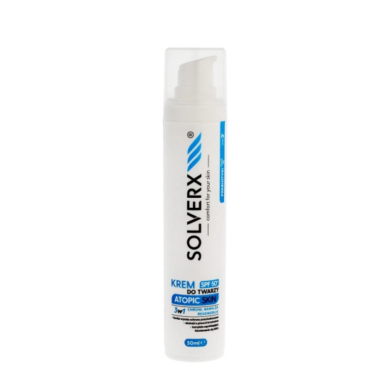 SOLVERX Atopic Skin Krem do twarzy 3w1 z SPF50+ - skóra atopowa 50ml