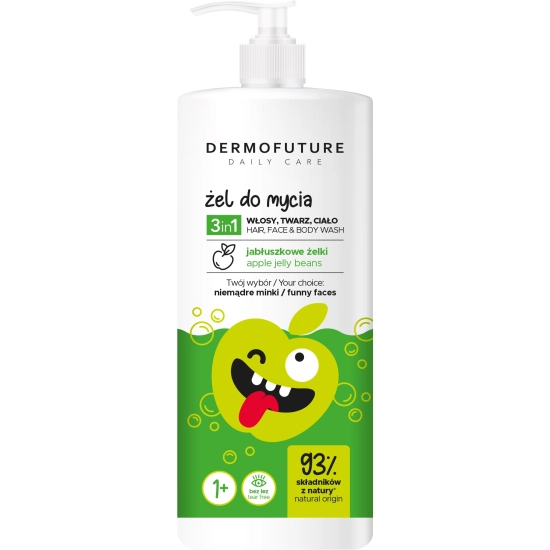 Dermofuture Daily Care Kids Żel 3in1 do mycia twarzy,ciała i włosów Jabłuszkowe Żelki 500ml