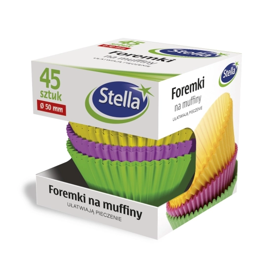 Stella Foremki na muffiny kolorowe 45szt box