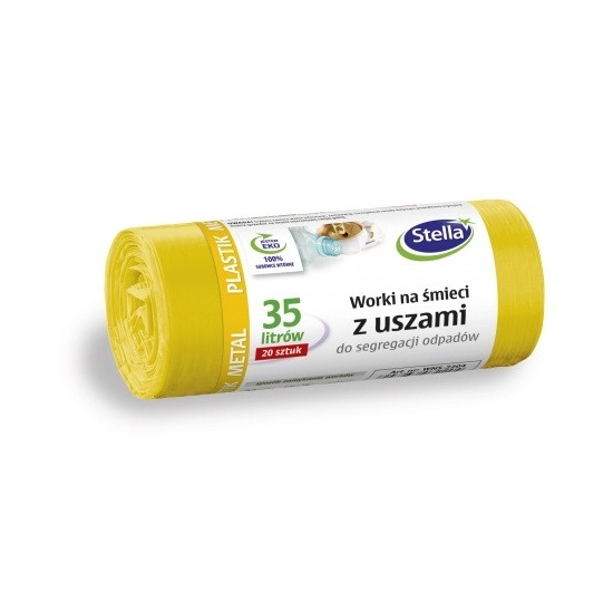 STELLA Worki z uszami do segregacji odpadów METAL PLASTIK 35L żółte 1op.-20szt.