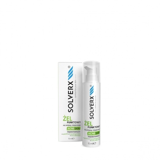 SOLVERX Acne Skin Żel punktowy na zmiany miejscowe - przeciwtrądzikowy 15ml
