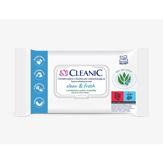 Cleanic Uniwersalne Chusteczki odświeżające Clean&Fresh 1op.-120szt