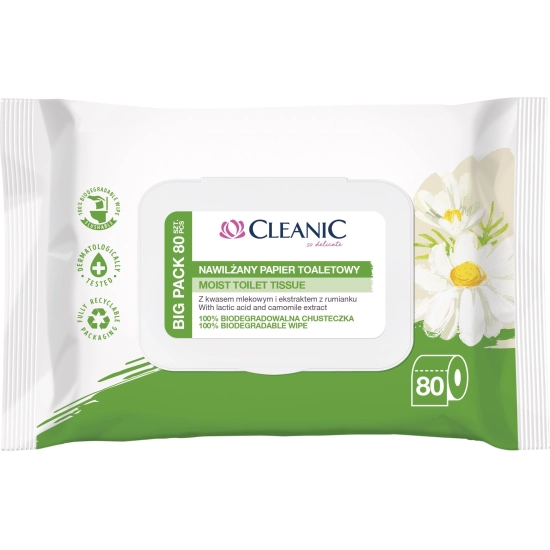 Cleanic Nawilżany Papier toaletowy z ekstraktem z rumianku 1op.-80szt