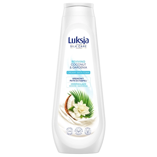 Luksja Silk Care Kremowy Płyn do kąpieli - Orzeźwiające Kokos i Gardenia 900ml