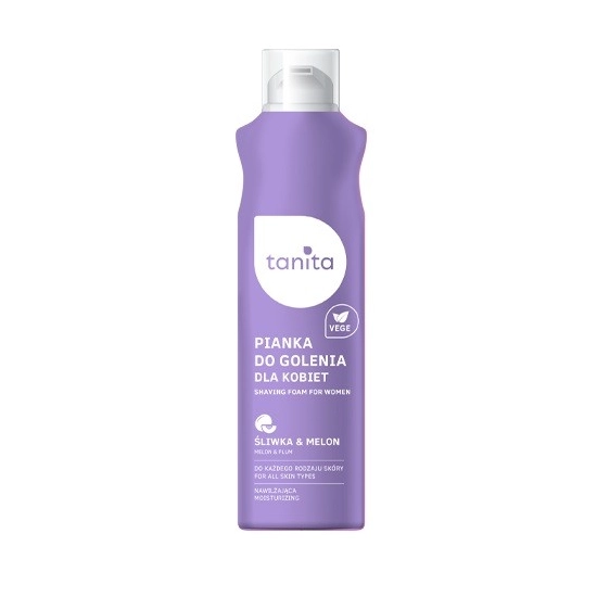 TANITA Vegan Pianka do golenia dla kobiet do każdego rodzaju skóry Śliwka & Melon 200ml