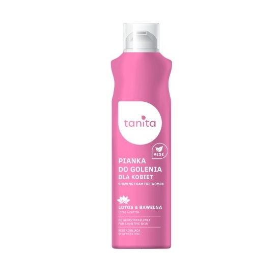 TANITA Vegan Pianka do golenia dla kobiet do skóry wrażliwej Lotos & Bawełna 200ml
