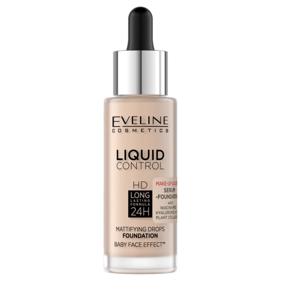 Eveline Liquid Control HD Podkład do twarzy z dropperem nr 002 Soft Porcelain 32ml