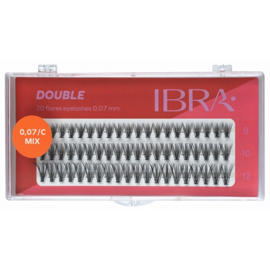 IBRA Kępki rzęs DOUBLE 0.07-C-Mix  8,10,12 mm - 1op.