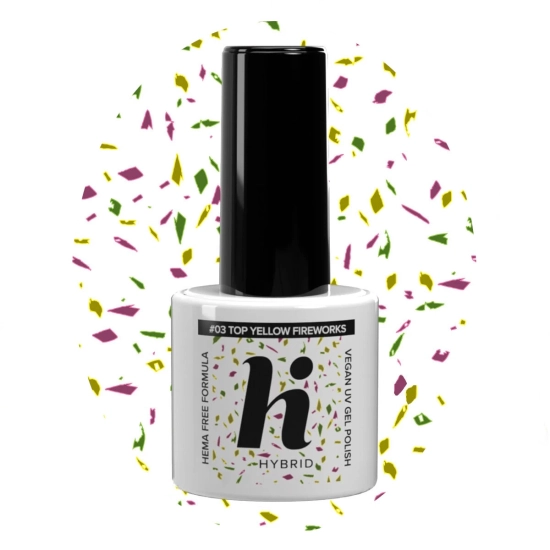 Hi Hybrid HEMA Free Top na lakier hybrydowy No Wipe #03 Yellow Fireworks 5ml