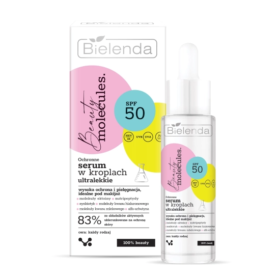 Bielenda Beauty Molecules.Ochronne Ultralekkie Serum w kroplach SPF50 - do każdego rodzaju cery 30ml
