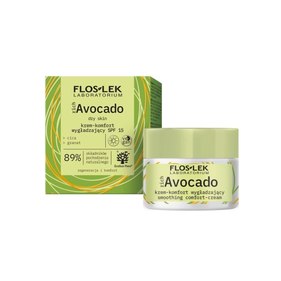 FLOSLEK richAvocado Krem-komfort wygładzający SPF15 na dzień - skóra sucha 50ml