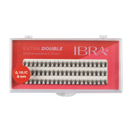 IBRA Kępki rzęs EXTRA DOUBLE skręt C-0.10 - 8mm  1op.