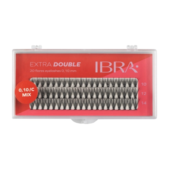 IBRA Kępki rzęs EXTRA DOUBLE skręt C-0.10 - Mix (8,10 i 12mm) 1op.